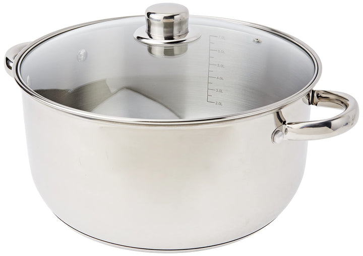 Crealys 502386 Kochtopf, Edelstahl, mit Glasdeckel, 8 l, Durchmesser 28 cm D28cm - 8L, D28cm - 8L