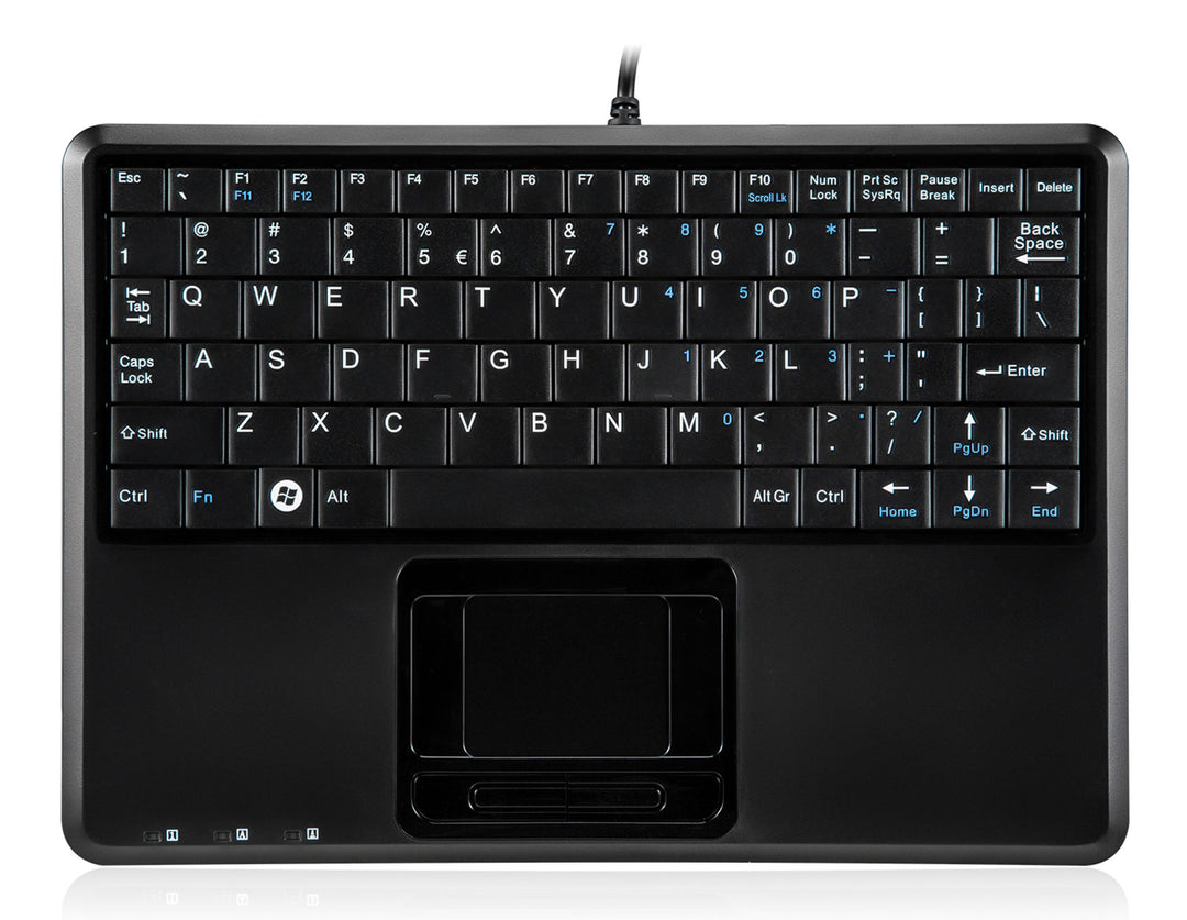 Perixx PERIBOARD-510HPLUS, Super Mini Tastatur schnurgebunden mit Touchpad und USB Hub - US English