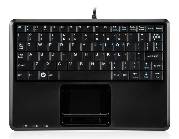 Perixx PERIBOARD-510HPLUS, Super Mini Tastatur schnurgebunden mit Touchpad und USB Hub - US English
