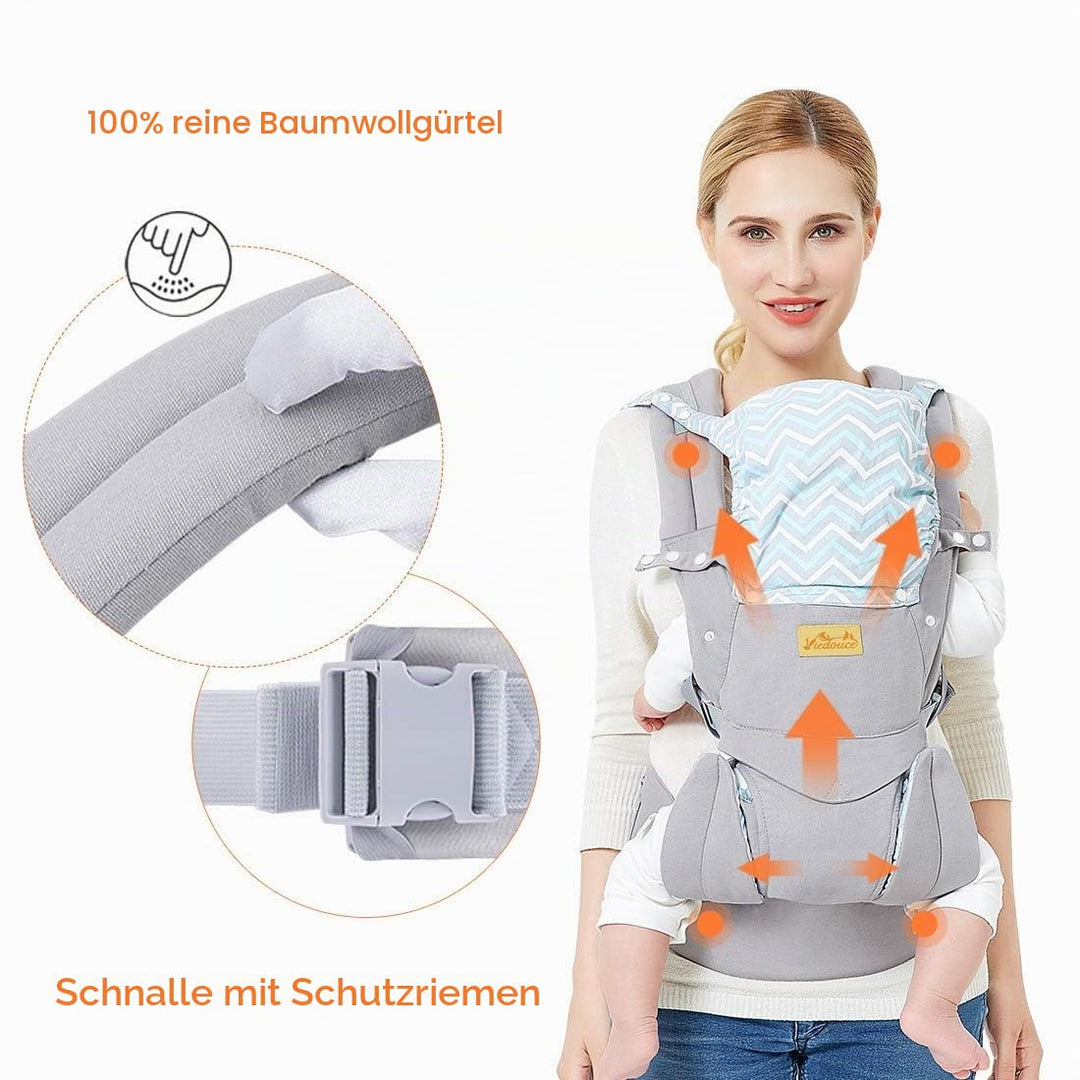 Viedouce Babytrage Ergonomische/Reine Baumwolle Leicht und atmungsaktiv/Multiposition:Dorsal und Ven