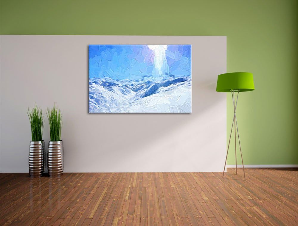 Pixxprint Schneelandschaft als Leinwandbild/Grösse: 100x70 / Wandbild/Kunstdruck/fertig bespannt, 10