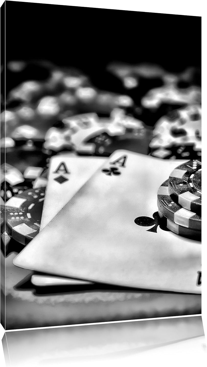 Monocrome, Spielkarten, Format: 100x70 auf Leinwand, XXL riesige Bilder fertig gerahmt mit Keilrahme