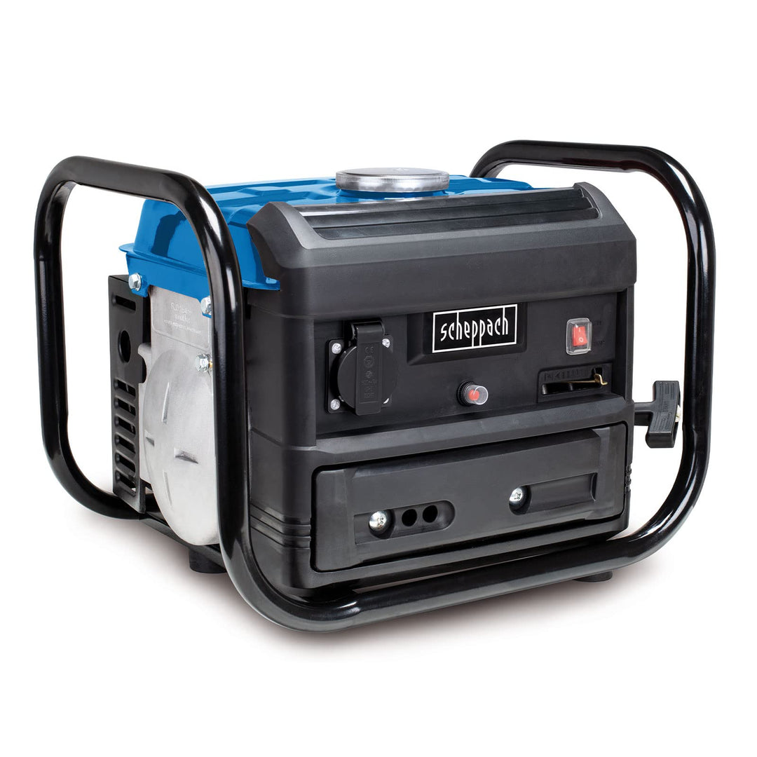 Scheppach Benzin Stromgenerator SG1000 (Stromerzeuger max.700 W, 4 Liter Tank, leicht und kompakt, l