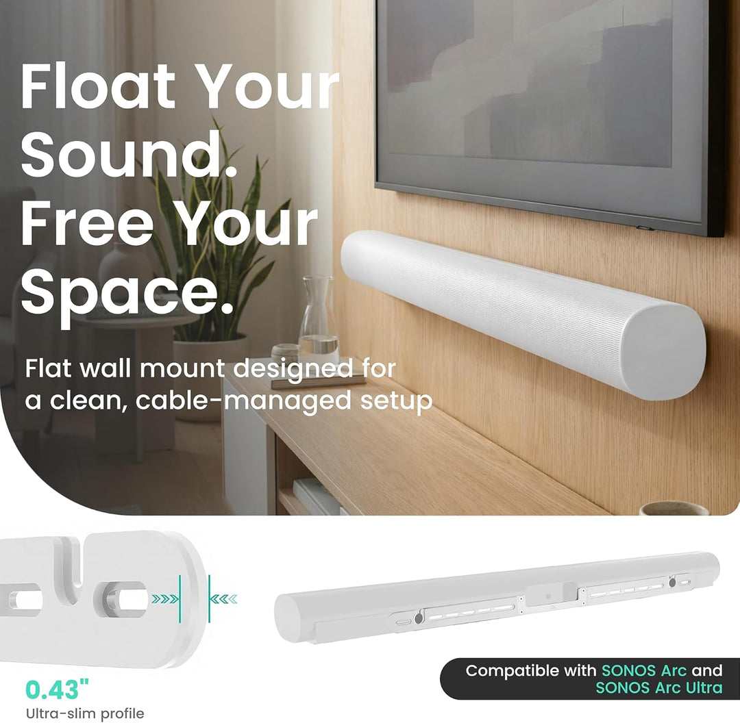 ynVISION.DESIGN Wandhalterung kompatibel mit Sonos Arc (weiss) Schwarz,Weiss, Schwarz,Weiss