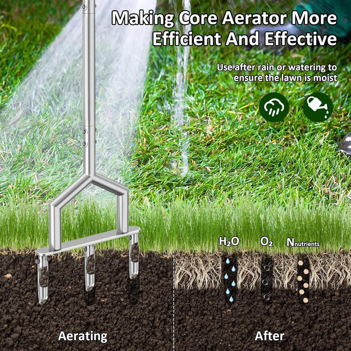 Manueller Kern Rasenbelüfter Werkzeug, 2-in-1 Rasenentkernbelüfter & Rasenbelüfter Spikes, mit 3 aus