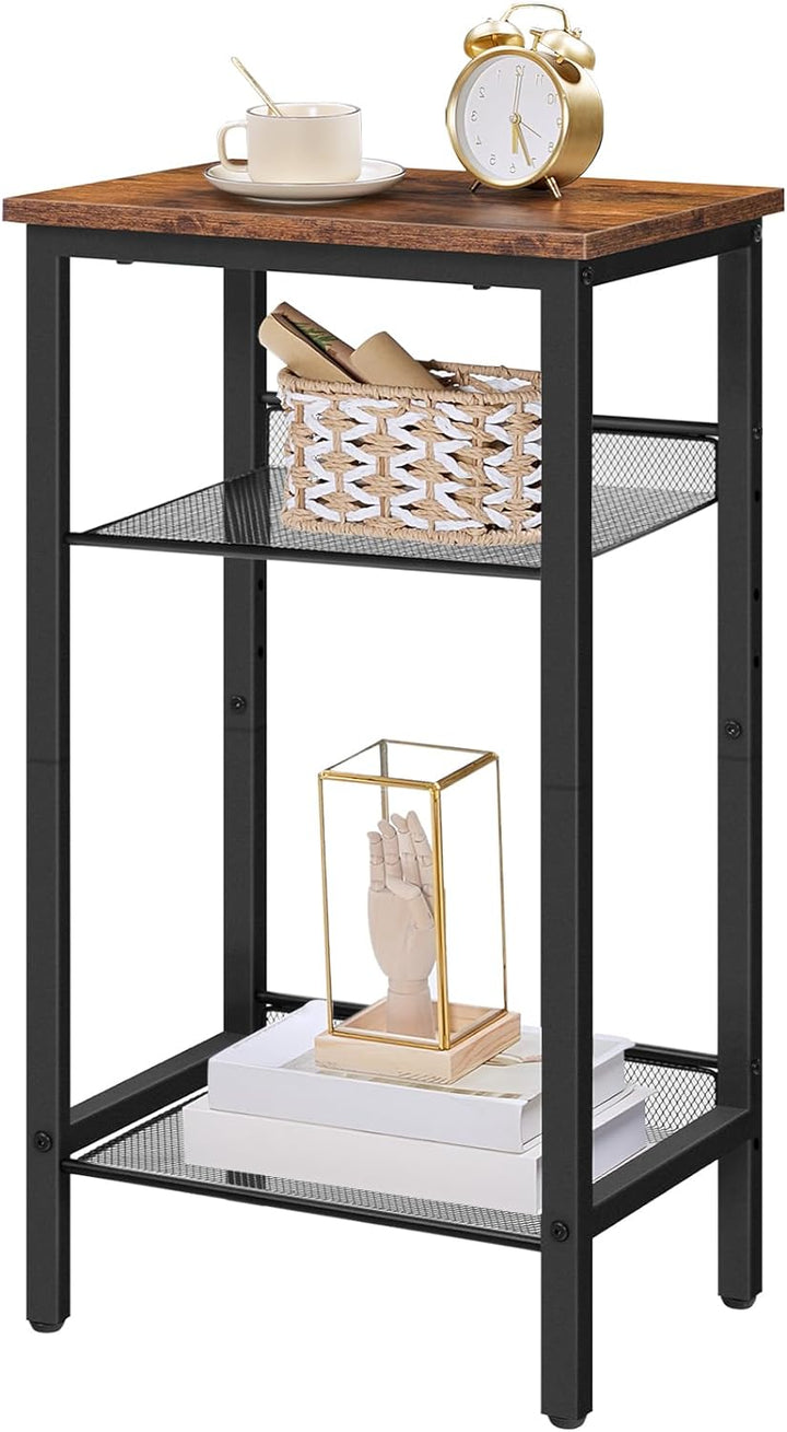 HOOBRO Beistelltisch, Telefontisch mit 2 verstellbaren Gitterablagen 45 x 35 x 75 cm, Sofatisch, Kaf
