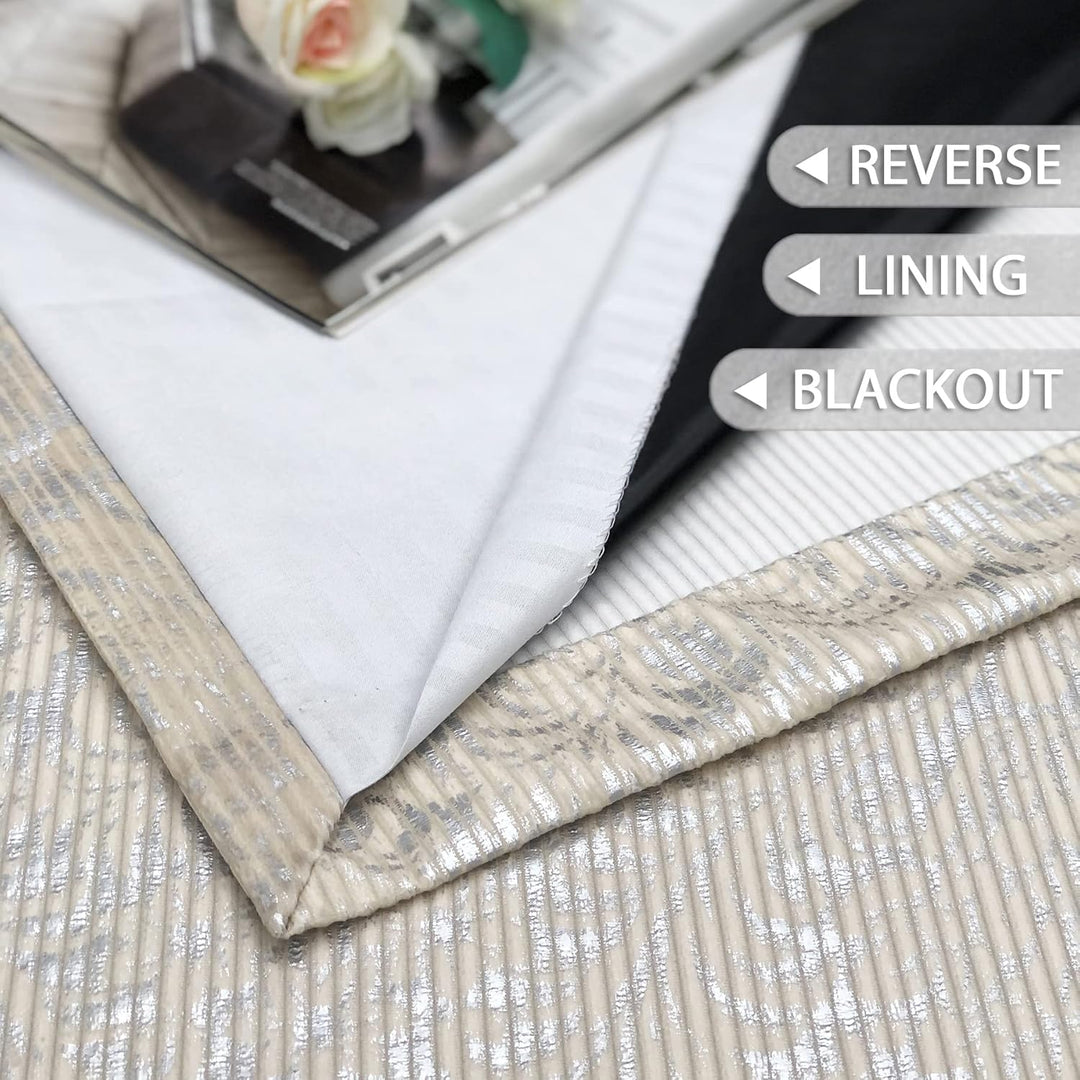 always4u 100% Blickdicht Vorhang Elegante Gardinen mit Sliber Muster Verdunkelung Schallschutz mit Ö