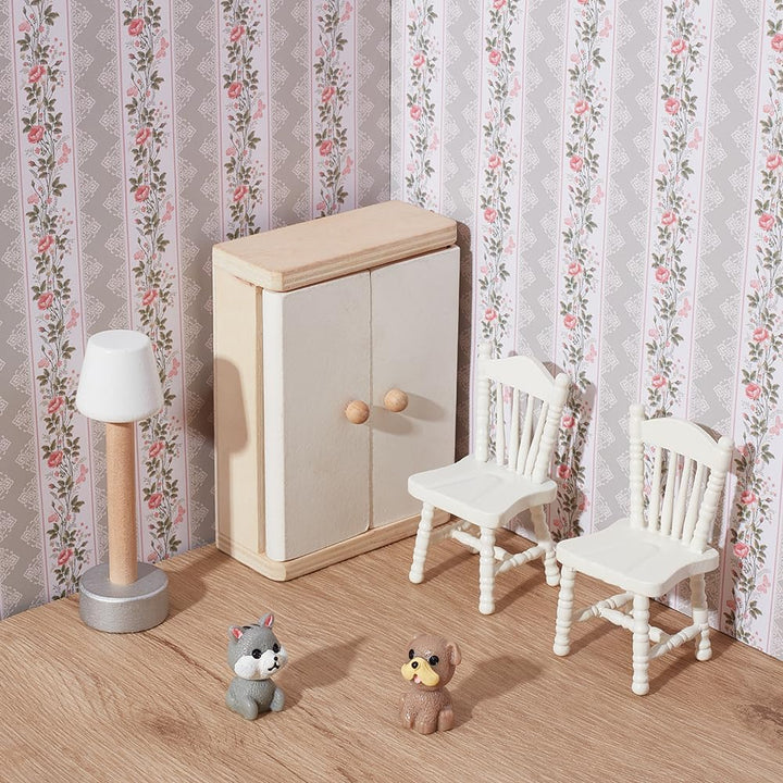 OLYCRAFT 3 Stück Miniatur minihaus Tapete 1:12 gestreifte Blumen Puppenhaus Dielen Tapete Selbstkleb