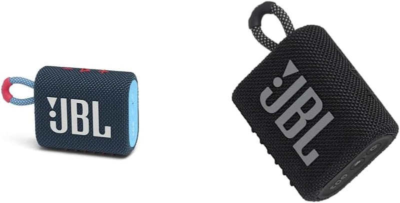 JBL GO 3 kleine Bluetooth Box in Blau und Pink – Wasserfester, tragbarer Lautsprecher & GO 3 kleine