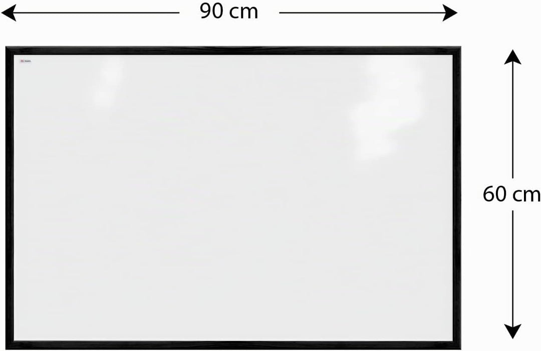 ALLboards Whiteboard mit schwarzem Rahmen 90x60cm Magnettafel Weiss Magnetisch, Trocken Abwischbar