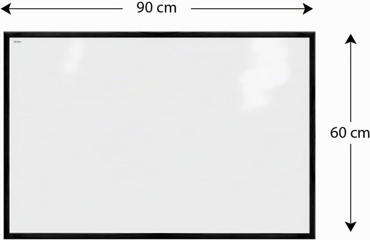 ALLboards Whiteboard mit schwarzem Rahmen 90x60cm Magnettafel Weiss Magnetisch, Trocken Abwischbar