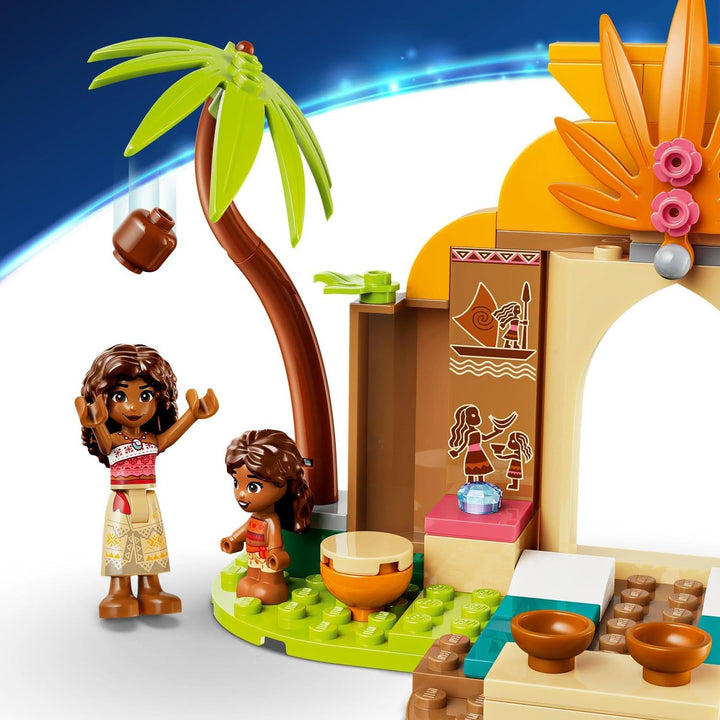 LEGO ǀ Disney Vaiana Vaianas Hütte und Boot - Lernspielzeug mit 2 Mini Puppen und Pua Tierfigur - Ge