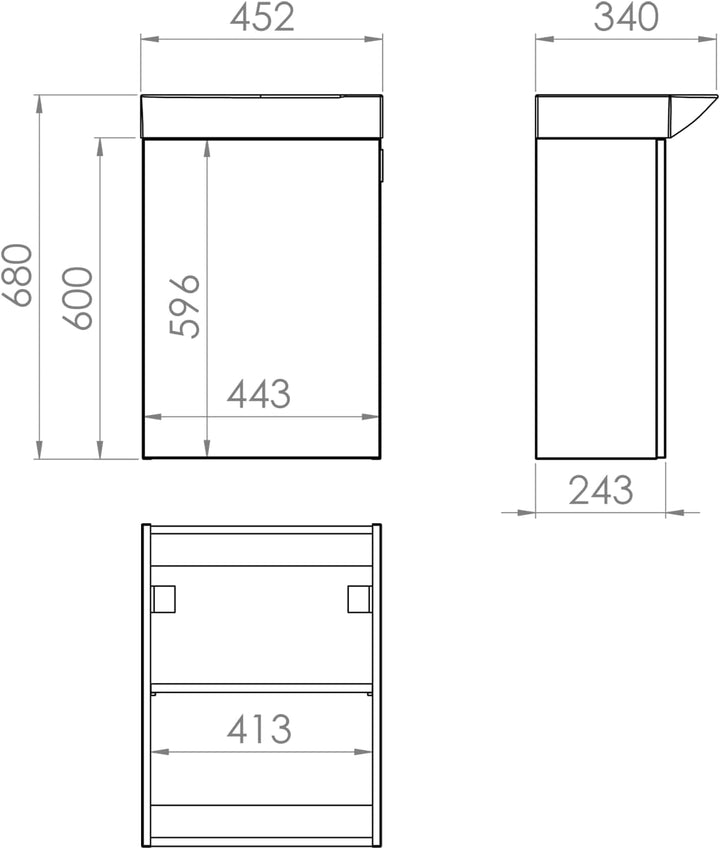VBChome Badmöbel Set 45 cm Weiss Waschbecken mit Eiche Craft Hängeschrank Waschtisch 1-Türen Soft-Cl