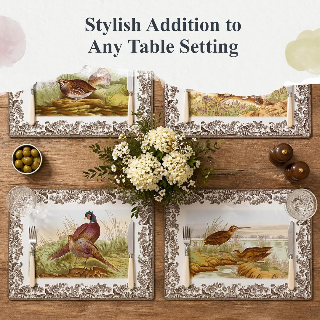 Pimpernel Spode Woodland Collection Tischsets | 4er-Set | hitzebeständige Matten | Kork-Rückseite |