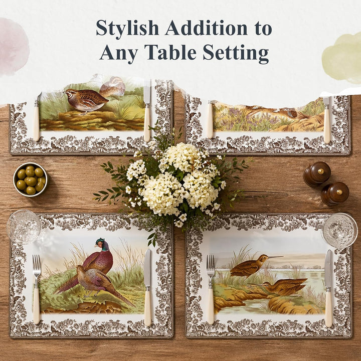 Pimpernel Spode Woodland Collection Tischsets | 4er-Set | hitzebeständige Matten | Kork-Rückseite |