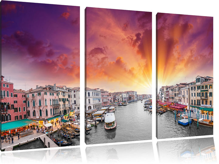 Pixxprint Wasserstrasse in Venedig als Leinwandbild/Grösse: 3 Teilig (120x80 cm) cm/Wandbild/Kunstdr
