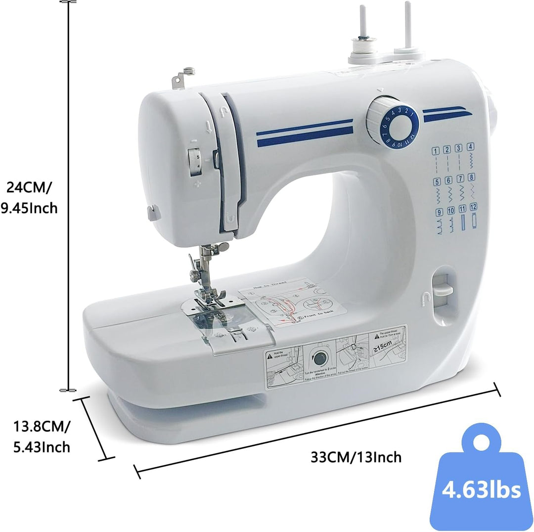 Nähmaschine für Anfänger and Kinder, 12 Stichprogrammen Kleine Nähmaschinen, Mini Sewing Machine Tra