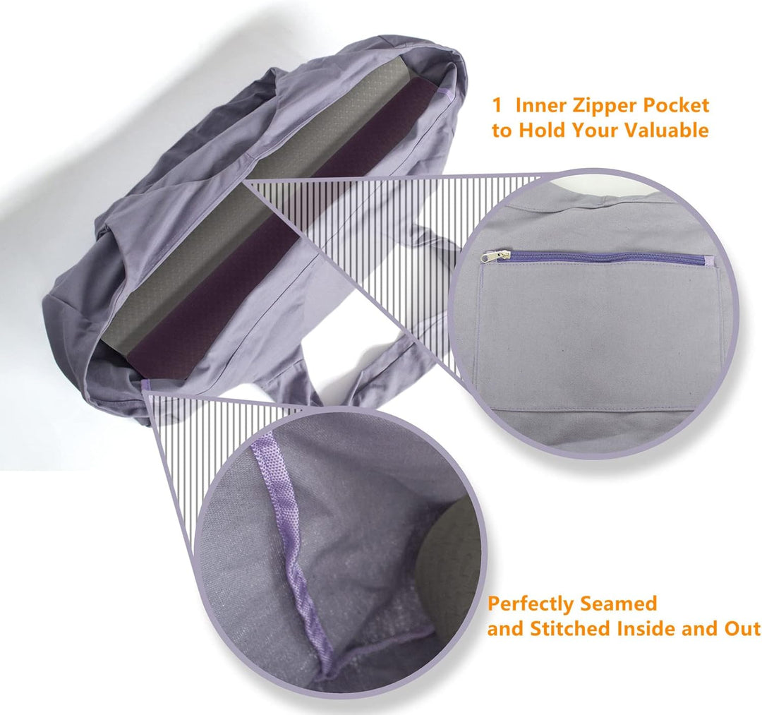 Yogatasche Grosse Yogamattentasche, Canvas-Yogamatten-Einkaufstasche mit Innentasche mit Reissversch