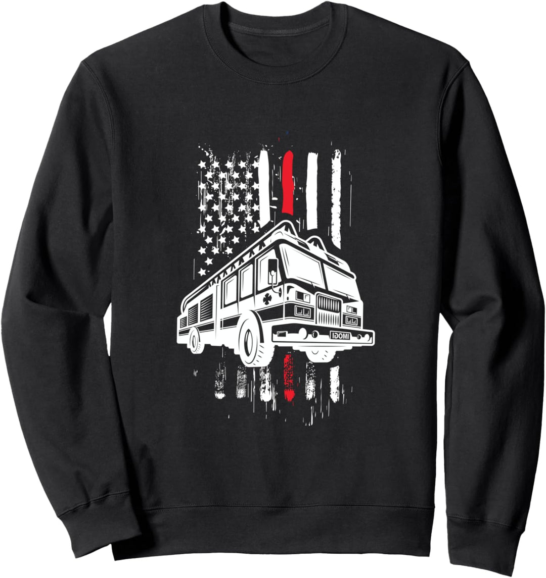 Feuerwehrmann USA Flaggen Rote Linie Geschenk Sweatshirt