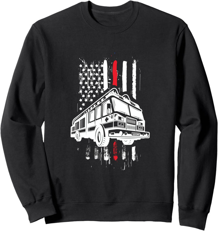 Feuerwehrmann USA Flaggen Rote Linie Geschenk Sweatshirt