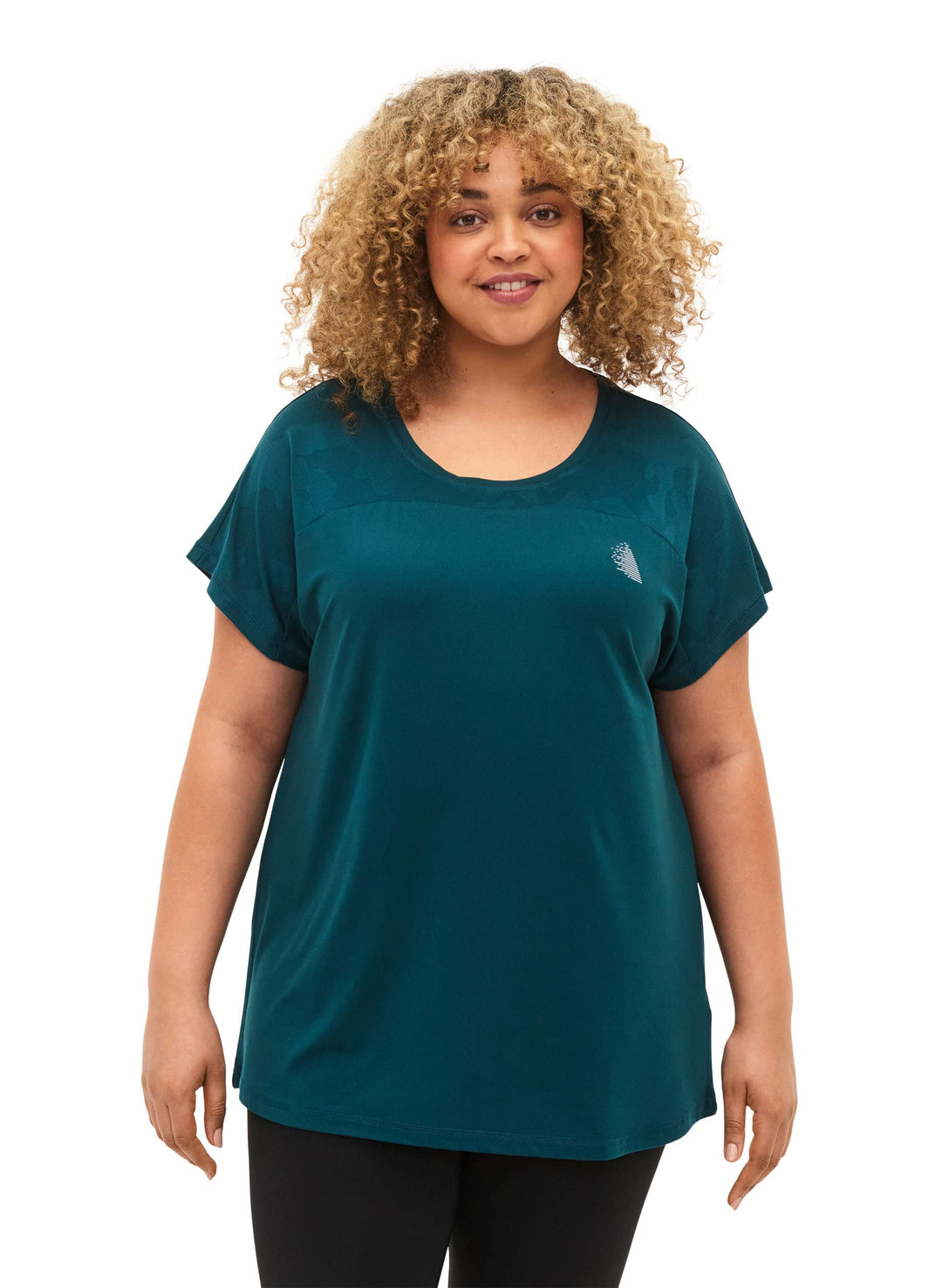 Zizzi Aktiv Frauen Grosse Grössen Rundhalsausschnitt T-Shirt Grösse 42-44 Grosse Grössen Deep Teal,