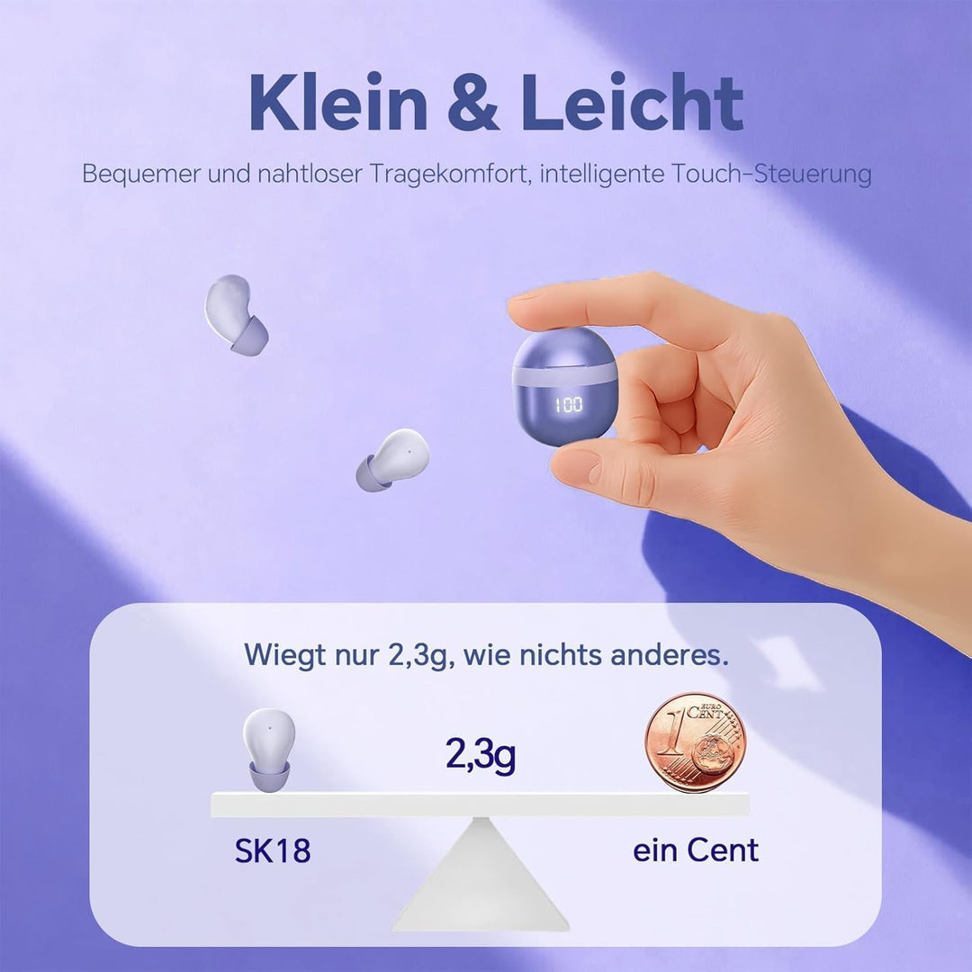 Mini unsichtbare Kopfhörer Bluetooth kabellos in Ear kleinste drahtlose schnurlose Ohrhörer Wireless