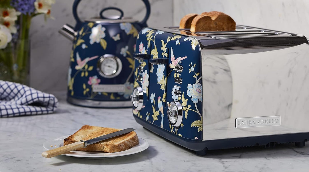 VQ Laura Ashley 4-Scheiben-Toaster Mit Einstellbaren Heiz-, Auftau- Und Aufwärmmodi - Edelstahl Vint
