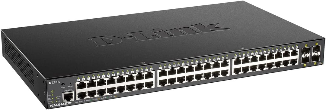 D-Link DGS-1250-52XMP/E, 52-Port Smart Managed Gigabit Switch (48x BaseT PoE+ Port, 4x 10G SFP+ Slot