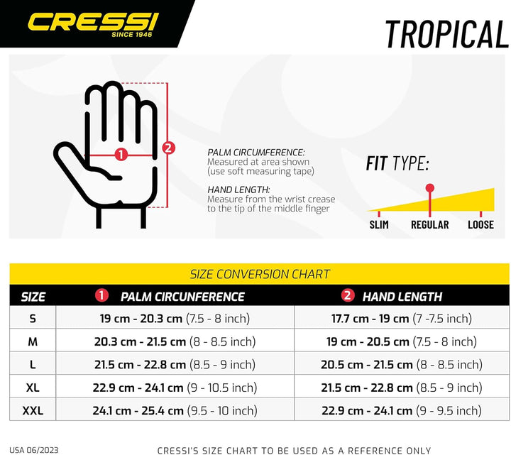 Cressi Tropical 2 mm Premium Neopren Tauchhandschuhe für Erwachsene, S