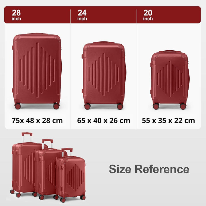 LALAHO Kofferset 3 teilig, Reisekoffer Set, Hartschalen Koffer Set aus ABS, Gepäckset mit Teleskopgr