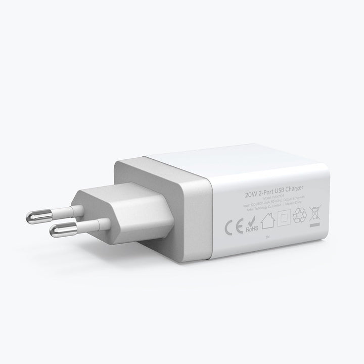 Anker 24W 2-Port USB Ladegerät, iPad ladegerät mit PowerIQ Technologie für iPhone 16/15 Serie, iPad,