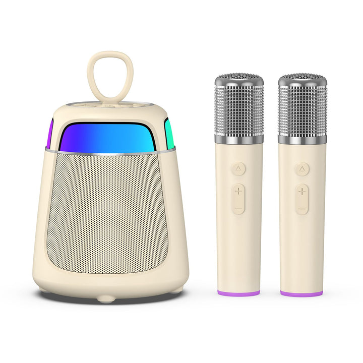 Karaoke Maschine mit 2 Mikrofonen, 2-in-1 Hochwertige Version Karaoke Anlage mit 10W Lautsprecher, T