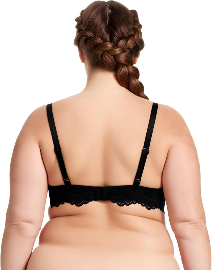 Curve Muse Damen Bügel Übergrösse Hochdrücken Fügen Sie 1 und eine halbe Tasse Spitzen-BHS hinzu 70B