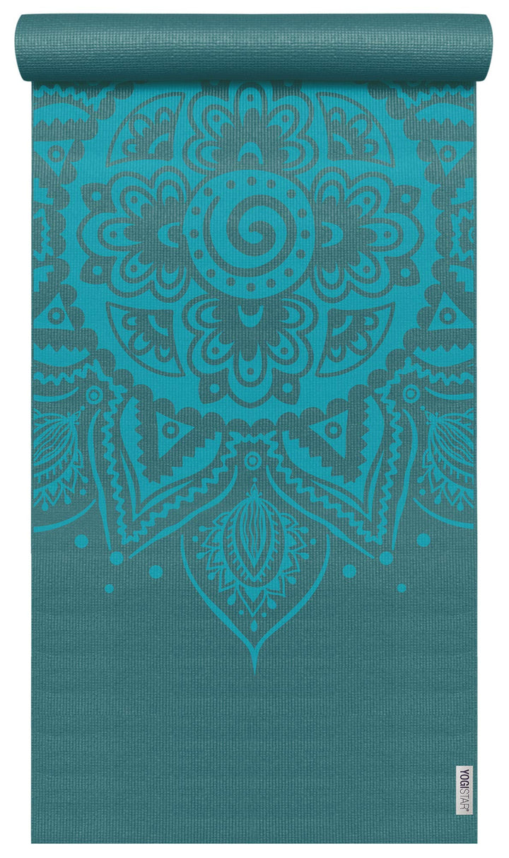 YOGISTAR Yogamatte Basic Art Collection Spiral Mandala 183 x 61 x 0.4 cm Petrol für Yoga