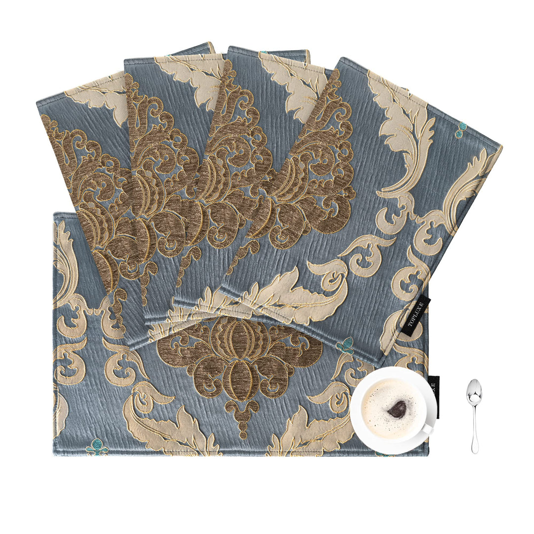 TOPLUXE Platzsets 4er Sets Jaquard Tischset Abwaschbar 30x45cm Platz-Matten für Esstisch Urlaub Part