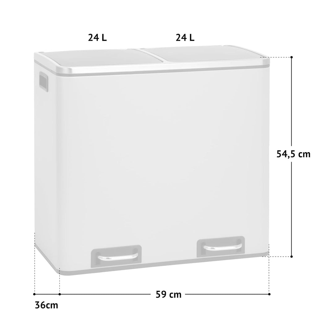 SVITA TM2X24 Treteimer 48 Liter Abfalleimer 2 x 24 Liter Mülleimer Küche Design Mülltrennung Papierk