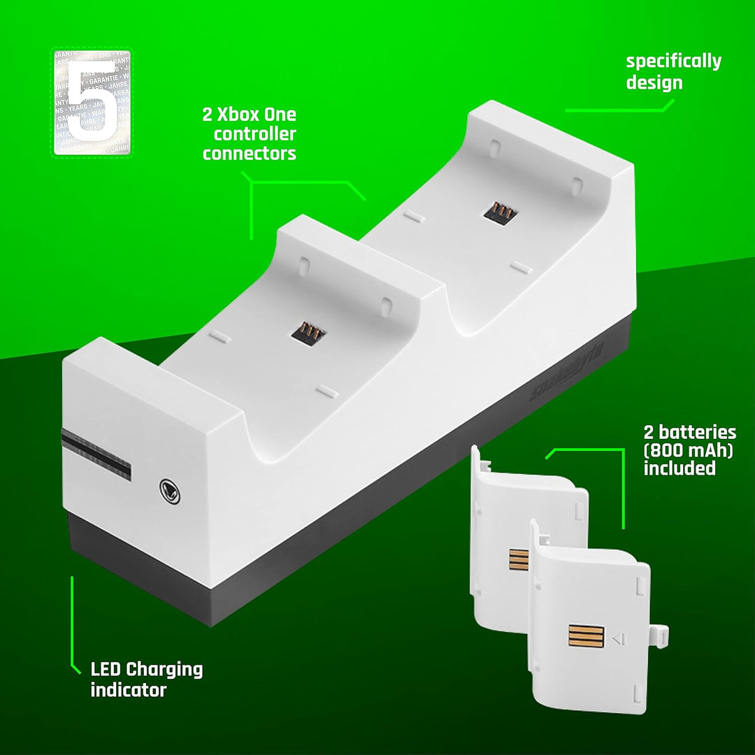 snakebyte Xbox One TWIN:CHARGE X - weiss – Ladegerät/Ladestation für Xbox One S/Xbox One X/Xbox One