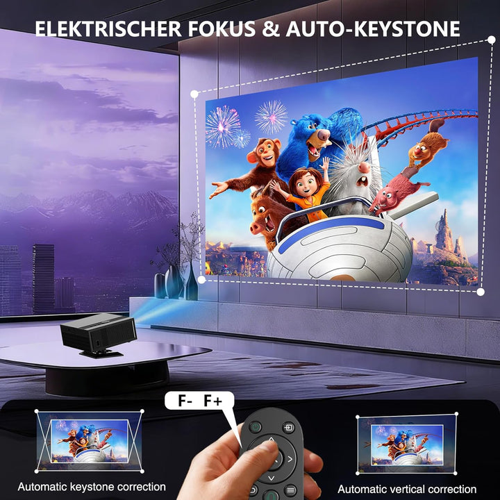 [Google TV & Offizielle Apps] Beamer 4K 8K Unterstützt, Smart Beamer Heimkino 1080P FHD, Autofokus &