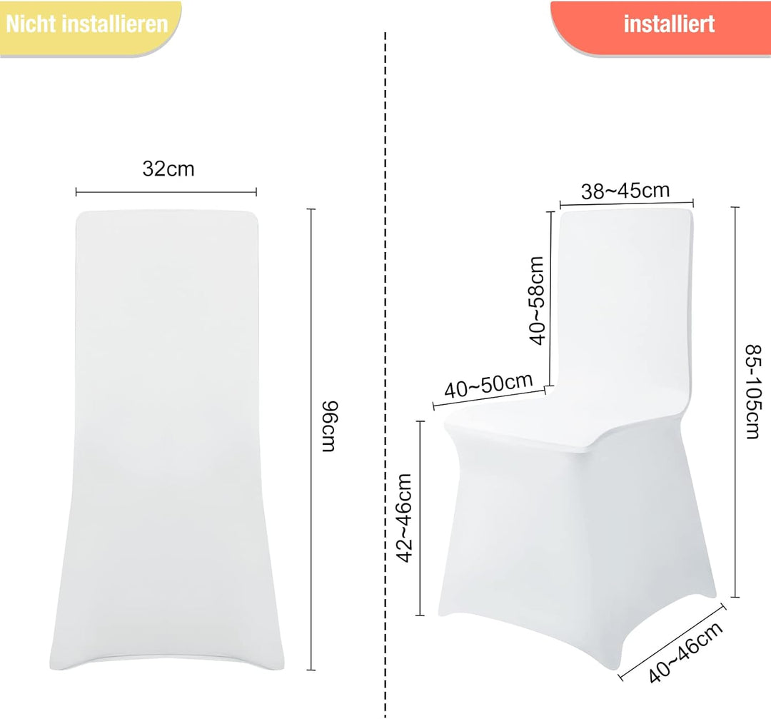 UISEBRT 50 Stück Universell Stuhlhussen Stretch Weiss Stuhlbezüge Moderne für Hochzeiten und Feiern