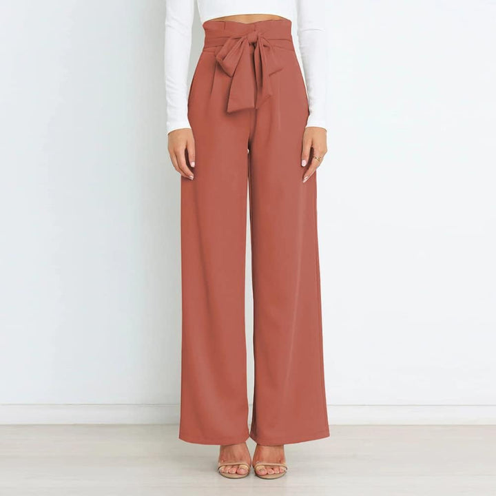 Odizli Damen Elegant High Waist Lang Weite Hose Sommer Business Festlich Anzughose mit Gürtel L Zieg