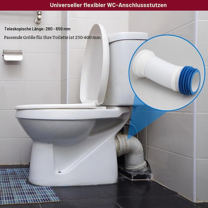 Universeller Toiletten-Abflussrohrverbinder, Ausziehbar 280-650mm, Langlebige, Zuverlässige Dichtung