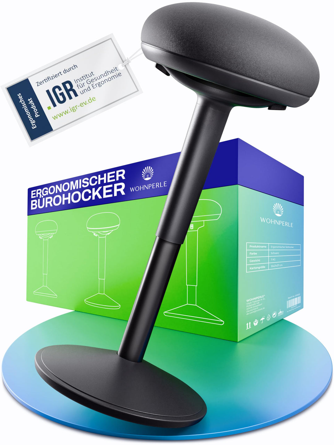 Bürohocker ergonomisch [Zertifiziert] 2in1 Sitzhocker & Stehhocker höhenverstellbar | Ergonomischer