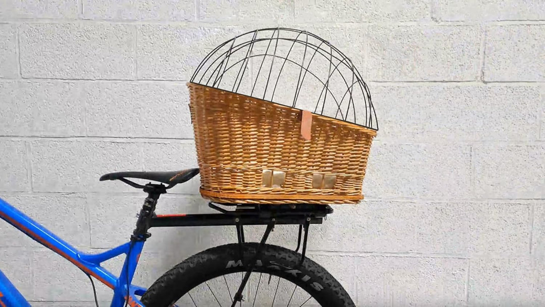 Fahrradkorb für hinten aus Weide für Hunde oder Katzen, Hundefahrradkorb, zur Befestigung am Gepäckt
