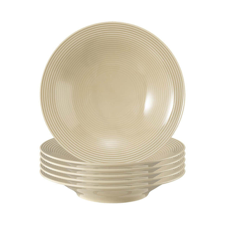 Seltmann Weiden Beat Color Glaze Suppenteller 6er Set, ø 22,5 cm, Tiefer runder Teller mit Rillenrel