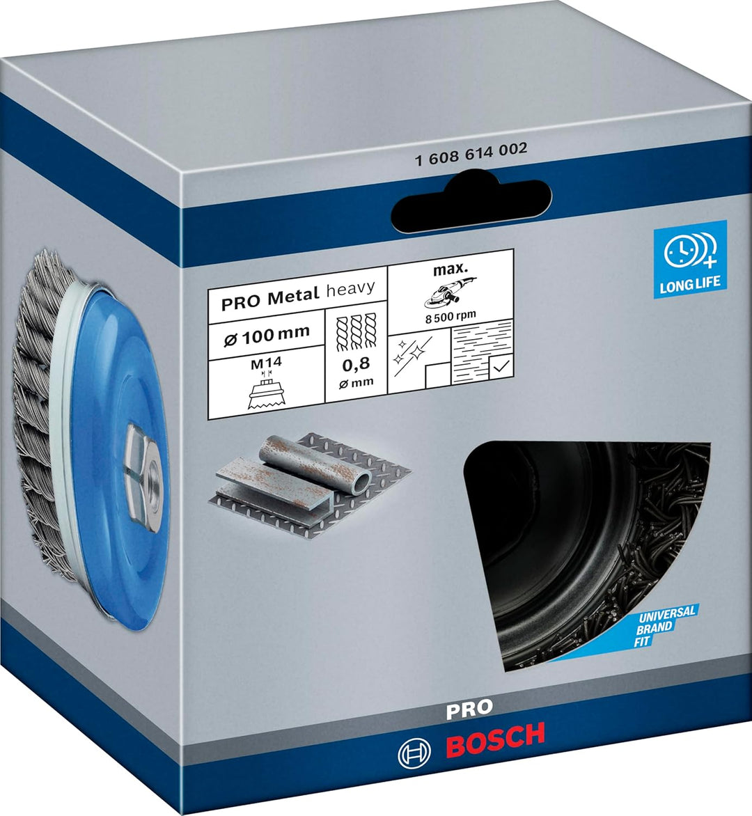 Bosch Accessories Bosch Professional 1x Topfbürste (Ø 100 mm, M14, 0.8mm, Gezopfter Stahldraht, Zube