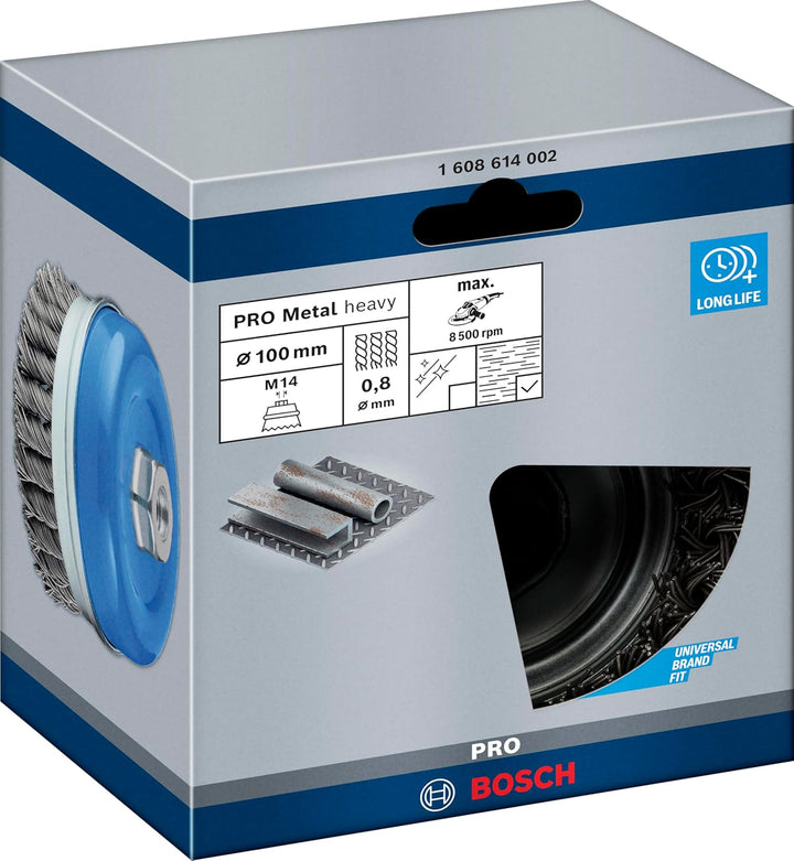Bosch Accessories Bosch Professional 1x Topfbürste (Ø 100 mm, M14, 0.8mm, Gezopfter Stahldraht, Zube