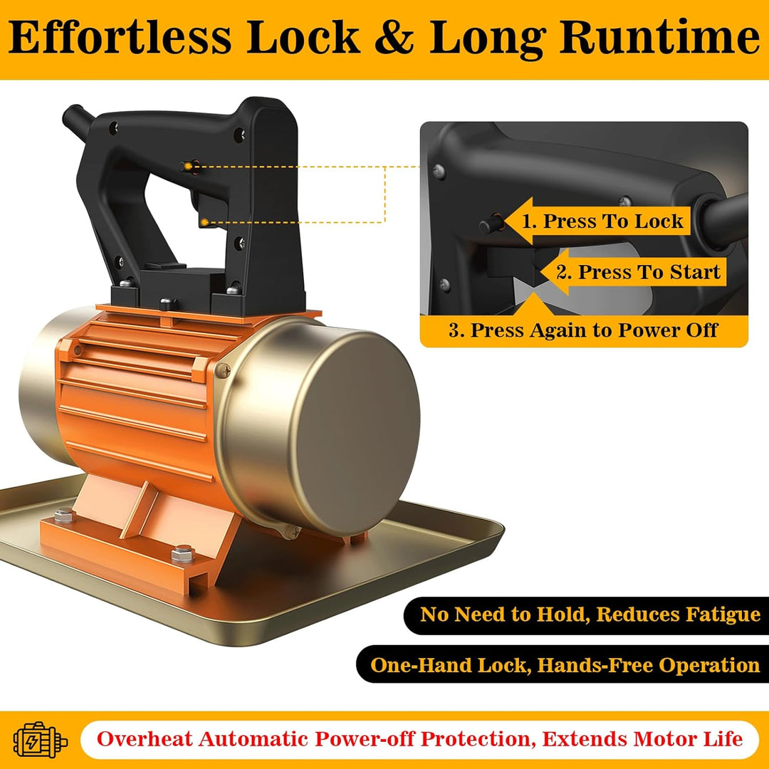 Betonrüttler Klein Rüttelplatte Elektrisch, Verdichter Stampfer Bodenverdichter, 370W Rüttler, Ein-K