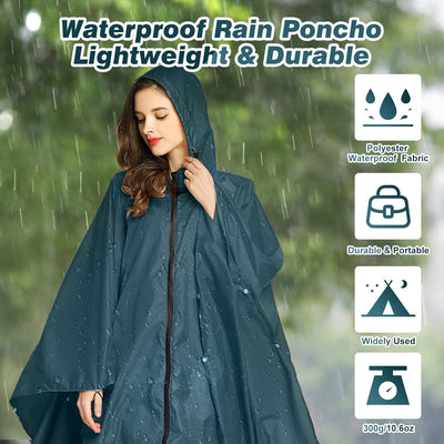 LAMA Mode Regenponcho Unisex Regenmantel Atmungsaktiv Regencape Leicht Regenjacke Regenschutzbekleid