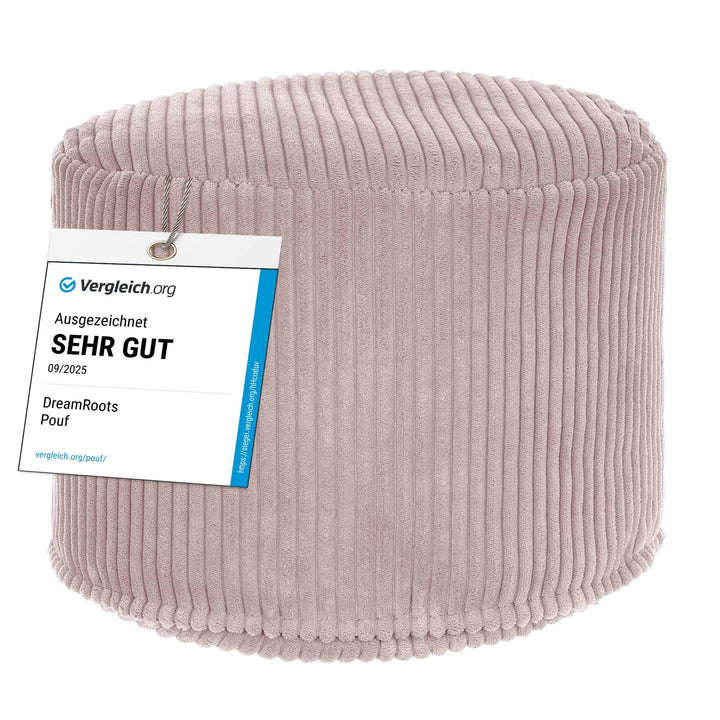 DreamRoots Pouf Hocker - Hocker Rund Cord 50x50x35 cm - Couch Hocker Wohnzimmer - Sitzpouf Rund - Fu