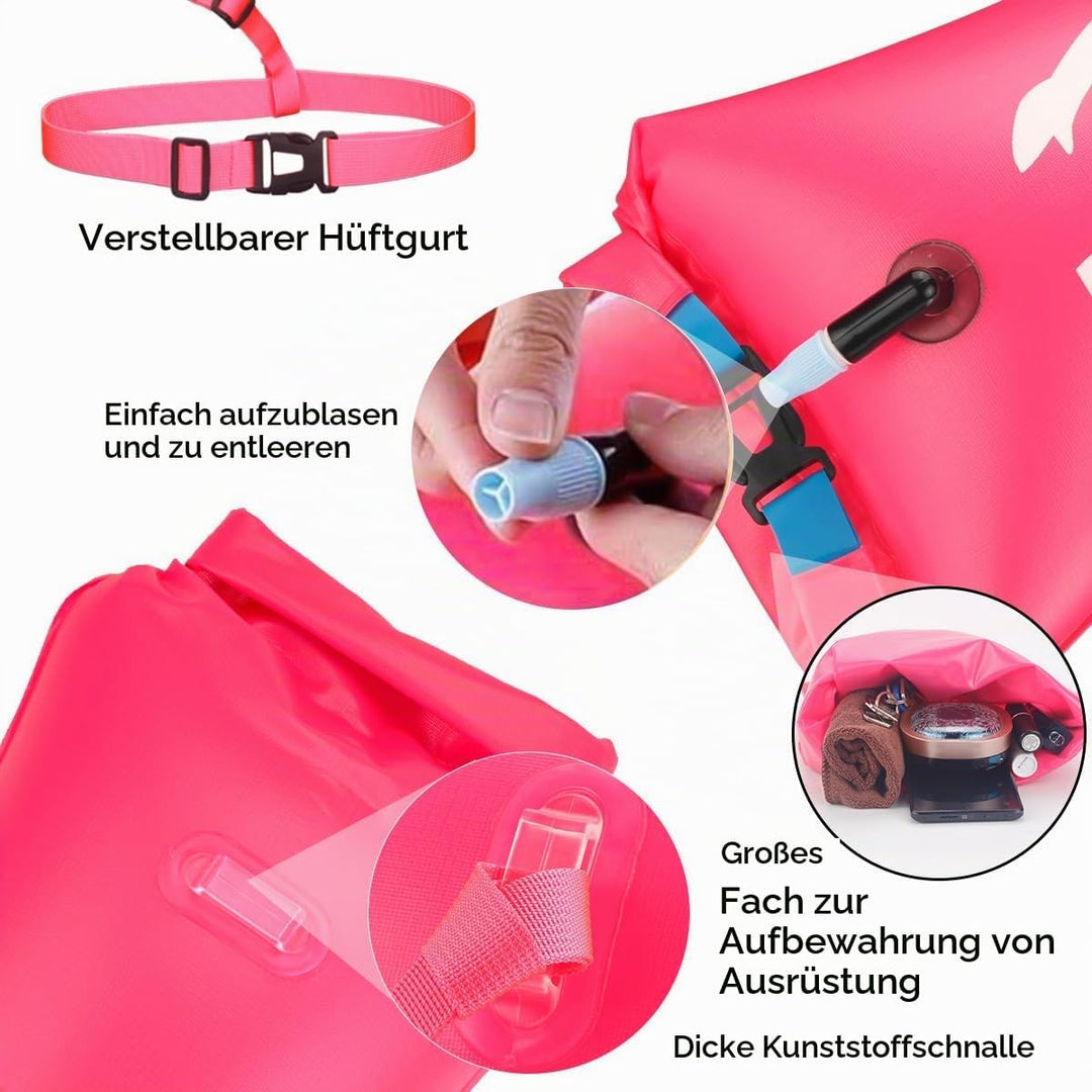 2 Pack Schwimmen Boje Schleppschwimmer für Open Water Schwimmen gut sichtbar Schwimmer Dry Bag wasse